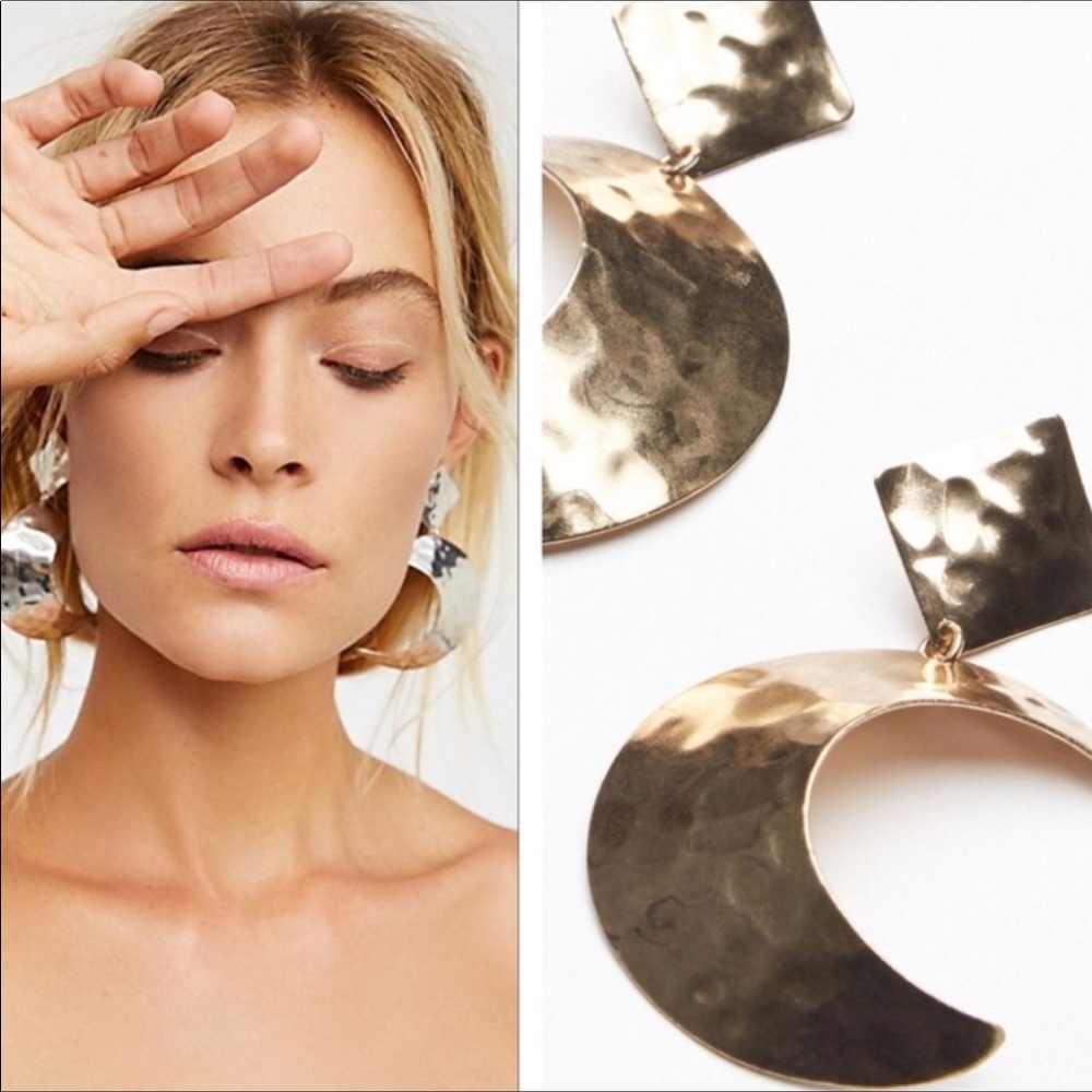 Free People Golden Crescent Moon Earrings